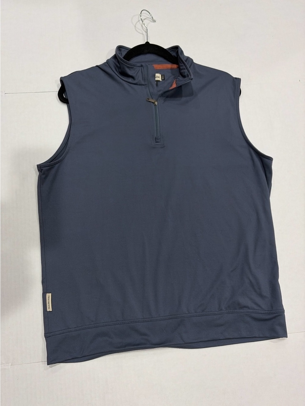 Tom Beckbe Men’s Medium Slate Blue Performance Stretch Quarter Zip Golf Vest